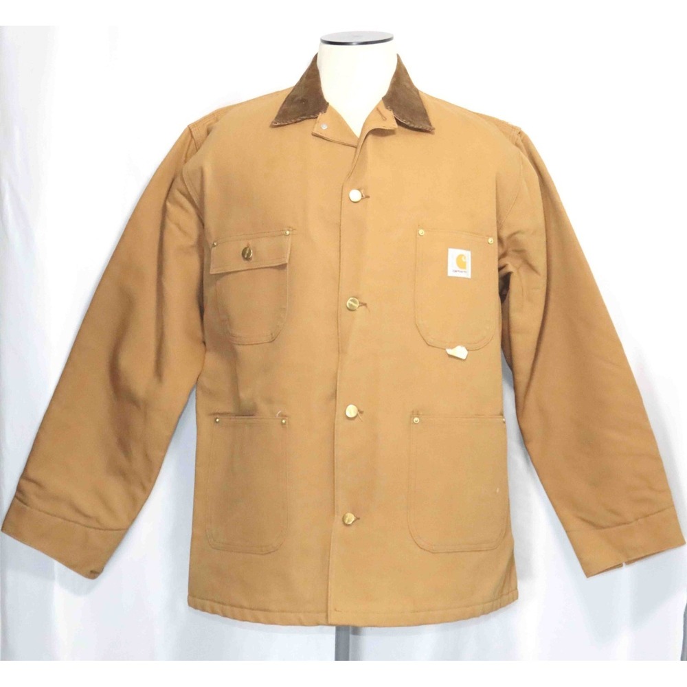 VTG 90's Carhartt 6BLCT Chore Jacket Blanket Lined Union Made USA Mens 44‎ Tall